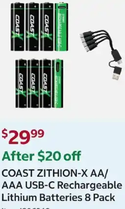 Costco Zithion-x aa/ aaa usb-c rechargeable lithium batteries offer