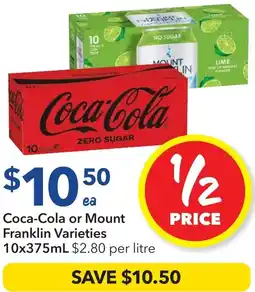 Ritchies Coca-cola or mount franklin offer