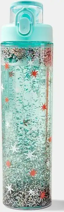 Kmart 500ml Mint Green Glitter Guzzler Drink Bottle with Handle offer