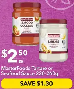 Ritchies Masterfoods tartare or seafood sauce offer