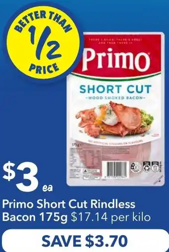 Ritchies Primo short cut rindless bacon offer