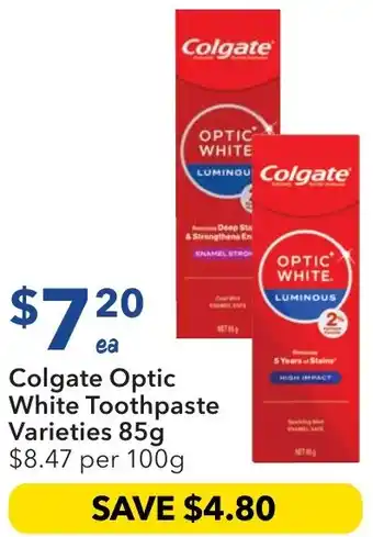 Ritchies Colgate optic white toothpaste offer