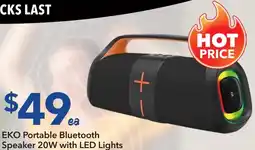 Ritchies Eko portable bluetooth speaker 20w with led lights offer