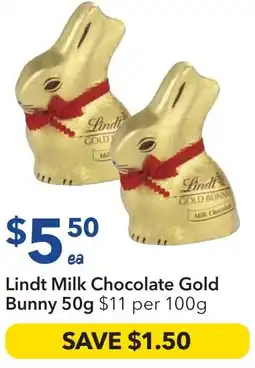 Ritchies Lindt milk chocolate gold bunny offer
