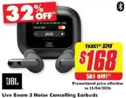 The Good Guys Jbl live beam 3 noise cancelling earbuds offer