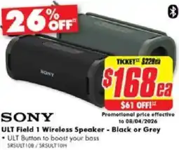 The Good Guys Sony ult field 1 wireless speaker offer