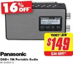 The Good Guys Panasonic dab+ fm portable radio rf-diogn-k offer