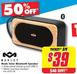 The Good Guys Marley roots solar bluetooth speaker offer