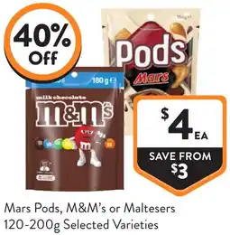 Foodworks Mars pods, m&m's or maltesers offer