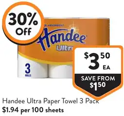 Foodworks Handee ultra paper towel offer