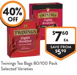 Foodworks Twinings tea bags offer