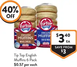 Foodworks Tip top english muffins offer