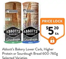 Foodworks Abbott's bakery lower carb, higher protein or sourdough bread offer