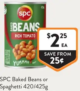 Foodworks Spc baked beans or spaghetti offer