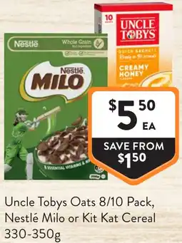 Foodworks Uncle tobys oats , nestlé milo or kit kat cereal offer
