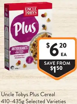 Foodworks Uncle Tobys Plus Cereal offer