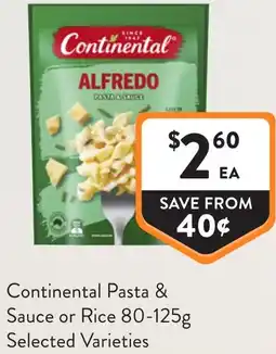 Foodworks Continental pasta & sauce or rice offer