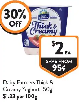 Foodworks Dairy farmers thick & creamy yoghurt offer