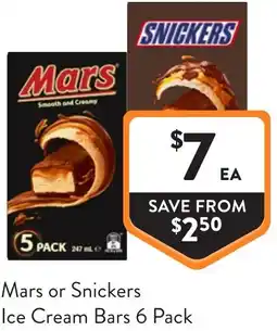 Foodworks Mars or snickers ice cream bars offer