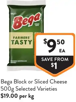 Foodworks Bega block or sliced cheese offer