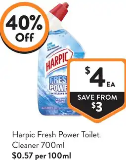 Foodworks Harpic fresh power toilet cleaner offer