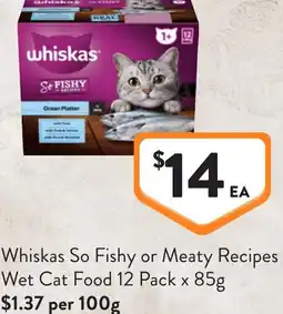 Foodworks Whiskas so fishy or meaty recipes wet cat food offer