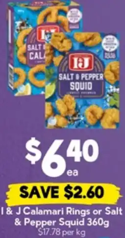 Drakes I & j calamari rings or salt & pepper squid offer