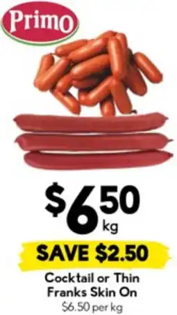 Drakes Cocktail or thin franks skin on offer