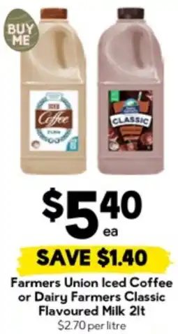 Drakes Farmers Union Iced Coffee or Dairy Farmers Classic Flavoured Milk 2lt offer