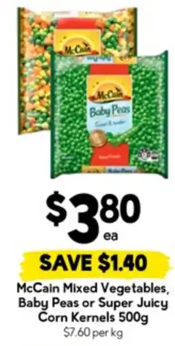 Drakes McCain Mixed Vegetables, Baby Peas or Super Juicy Corn Kernels offer