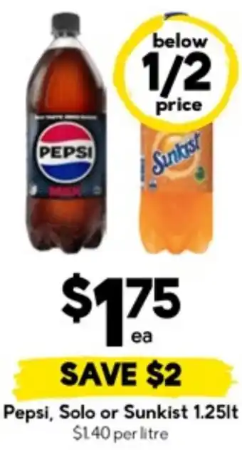 Drakes Pepsi, Solo or Sunkist 1.25lt offer