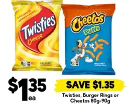 Drakes Twisties, Burger Rings or Cheetos offer