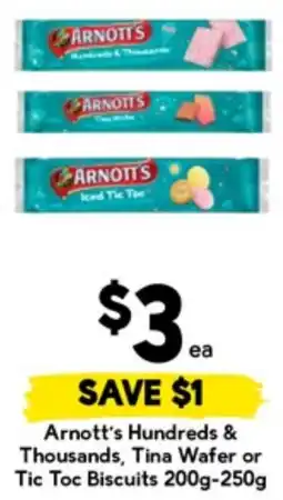Drakes Arnott's Hundreds & Thousands, Tina Wafer or Tic Toc Biscuits offer