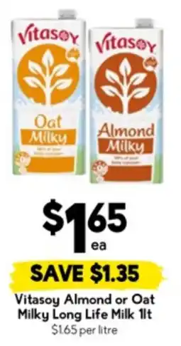 Drakes Vitasoy Almond or Oat Milky Long Life Milk 11t offer
