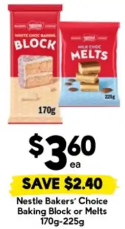 Drakes Nestle Bakers' Choice Baking Block or Melts offer