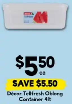 Drakes Décor Tellfresh Oblong Container 4lt offer