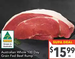 Supa Valu Australian Whole 100 Day Grain Fed Beef Rump offer