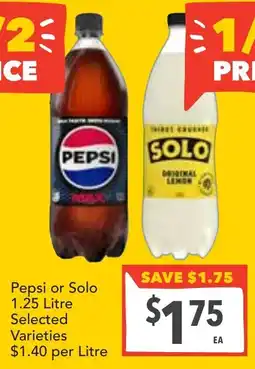 Supa Valu Pepsi or Solo Selected Varieties offer