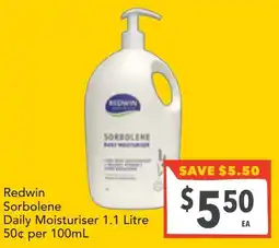 Supa Valu Redwin Sorbolene Daily Moisturiser offer