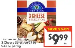 Supa Valu Tasmanian Heritage 3 Cheese Selection offer