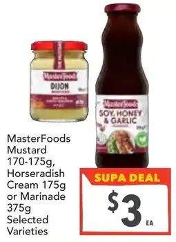 Supa Valu MasterFoods Mustard, Horseradish Cream or Marinade Selected Varieties offer