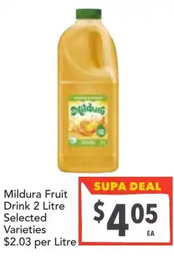 Supa Valu Mildura Fruit Drink Selected Varieties offer