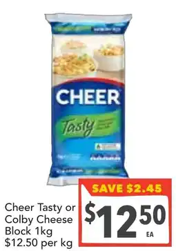 Supa Valu Cheer Tasty or Colby Cheese Block offer