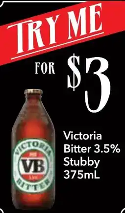 Supa Valu Victoria Bitter 3.5% VB Stubby offer