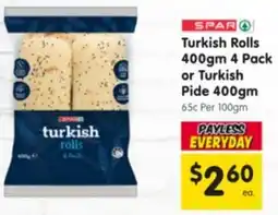 Spar Turkish Rolls or Turkish Pide offer