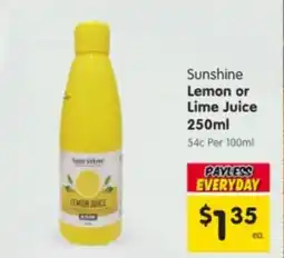 Spar Sunshine Lemon or Lime Juice offer