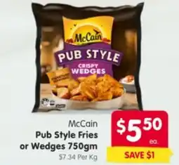 Spar McCain Pub Style Fries or Wedges offer