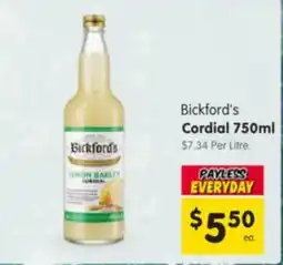 Spar Bickford's Cordial offer