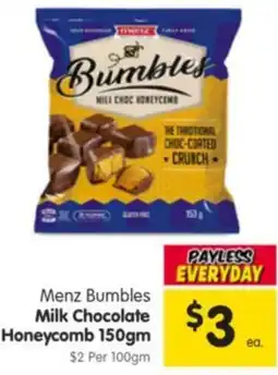 Spar Menz Bumbles Milk Chocolate Honeycomb offer