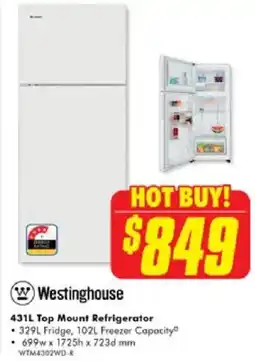 The Good Guys 431L Top Mount Refrigerator offer